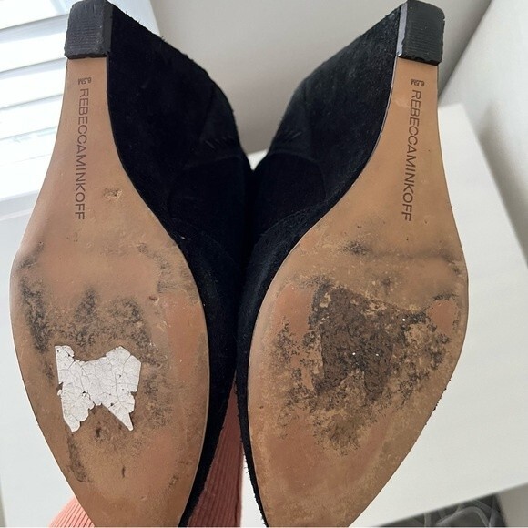 Rebecca Minkoff Black Bianca Suede Wedge Booties, Size 6.5 - Picture 12 of 12